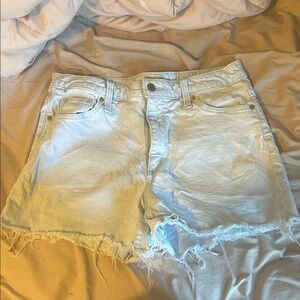 Light Denim Distressed Shorts